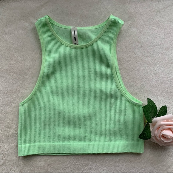 Sunday Best Tops - Sunday Best vibrant green ribbed cropped tank top